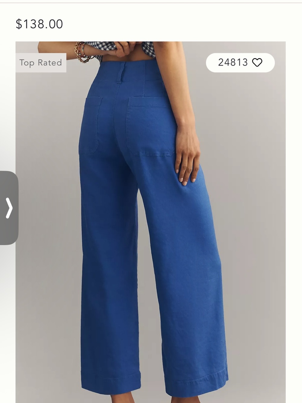 Anthropologie Blue High-Rise Wide-Leg Pants - Picture 3 of 7